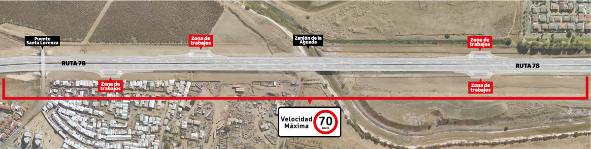 Reducción de velocidad a 70km/h en Autopista San Antonio- Santiago, Ruta 78